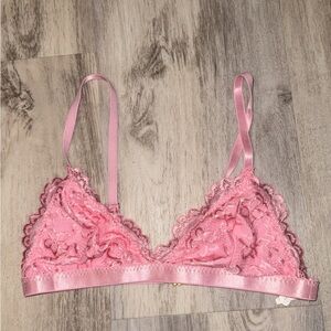 Lace Trim Pink Bralette